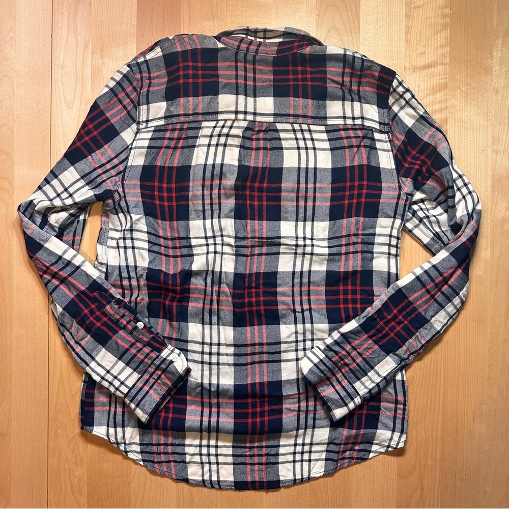 Marine Layer Plaid button up Red Navy Womens M Flannel Button Up - Picture 2 of 5